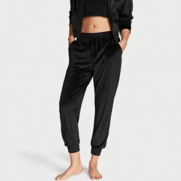 Like new Victoria Secret black velour joggers with rhinestones - Picture 2 of 10